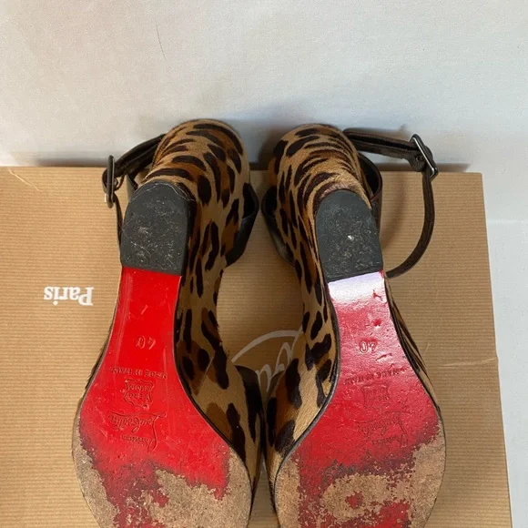Christian Louboutin Ron Ron Zeppa Leopard Pony Calf Hair Wedge size 40